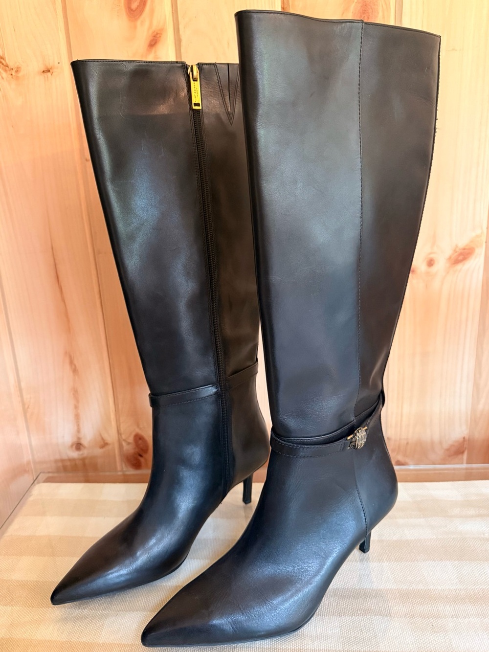 Kurt Geiger London Black Leather Kensington Flexi Knee High Boots 38.5 / 8.5